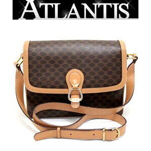 Celine Macadam Shoulder Bag Brown Leather